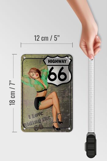 Panneau en étain Pin Up 12x18cm, décoration Highway 66, j'adore rouler sur la 66 5