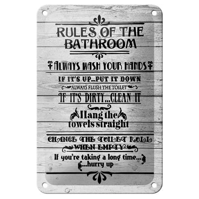 Panneau en étain disant les règles de la salle de bain, lavage des mains, décoration 12x18cm