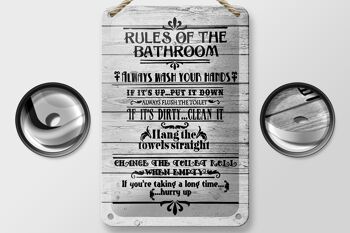 Panneau en étain disant les règles de la salle de bain, lavage des mains, décoration 12x18cm 2