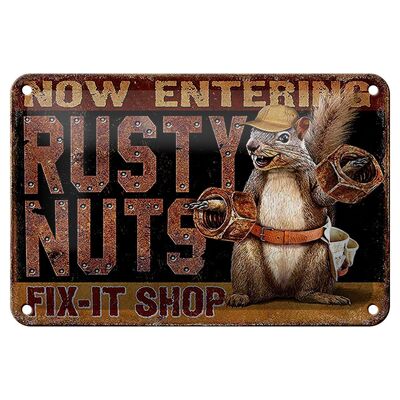 Blechschild Spruch 18x12cm Fix-it Shop rusty nuts Garage Dekoration