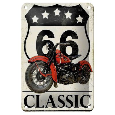 Plaque en tôle rétro 12x18cm moto classique 66 décoration 5 étoiles