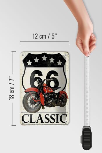 Plaque en tôle rétro 12x18cm moto classique 66 décoration 5 étoiles 5