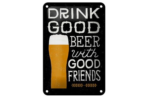 Blechschild Alkohol 12x18cm drink good Beer with Friends Dekoration