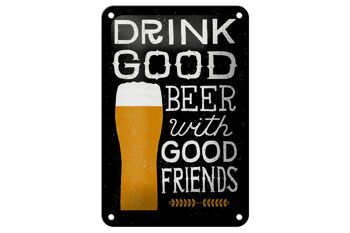 Signe en étain alcool 12x18cm, décoration Boire de la bonne bière entre amis 1