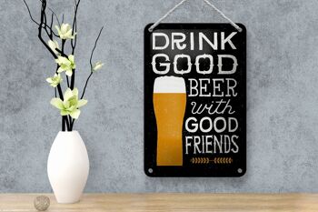 Signe en étain alcool 12x18cm, décoration Boire de la bonne bière entre amis 4