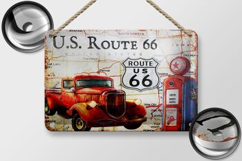 Signe en étain rétro 18x12cm, décoration de Station-service Vintage US Route 66 2
