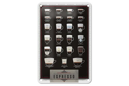 Blechschild Kaffee 12x18cm Sorten Espresso Mocha Americano Dekoration