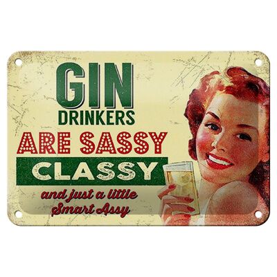 Blechschild Retro 18x12cm Gin drinkers are sassy classy Dekoration