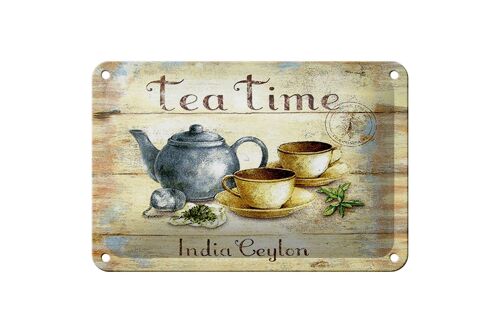 Blechschild Tee 18x12cm Tea Time India Ceylon Teekanne Dekoration
