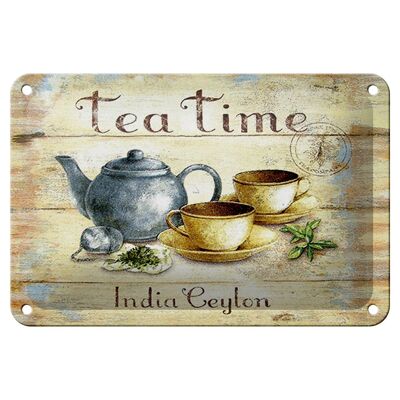 Targa in metallo da tè 18x12 cm Decorazione teiera Tea Time India Ceylon