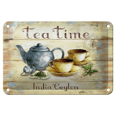 Blechschild Tee 18x12cm Tea Time India Ceylon Teekanne Dekoration
