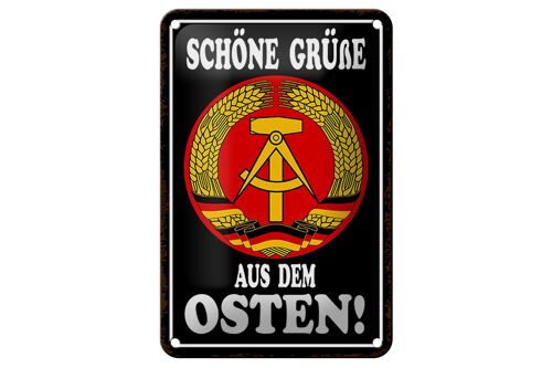 Blechschild Spruch 12x18cm schöne Grüße aus dem Osten Dekoration