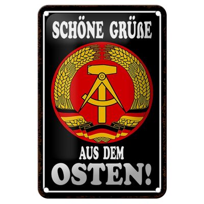 Blechschild Spruch 12x18cm schöne Grüße aus dem Osten Dekoration