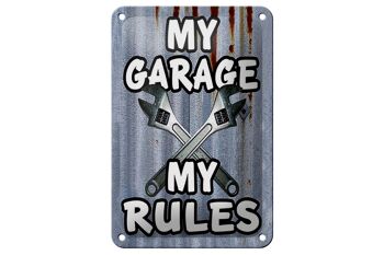 Plaque en tôle vintage 12x18cm mon garage mes règles décoration 1