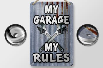Plaque en tôle vintage 12x18cm mon garage mes règles décoration 2