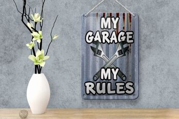 Plaque en tôle vintage 12x18cm mon garage mes règles décoration 4