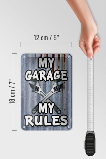Plaque en tôle vintage 12x18cm mon garage mes règles décoration 5