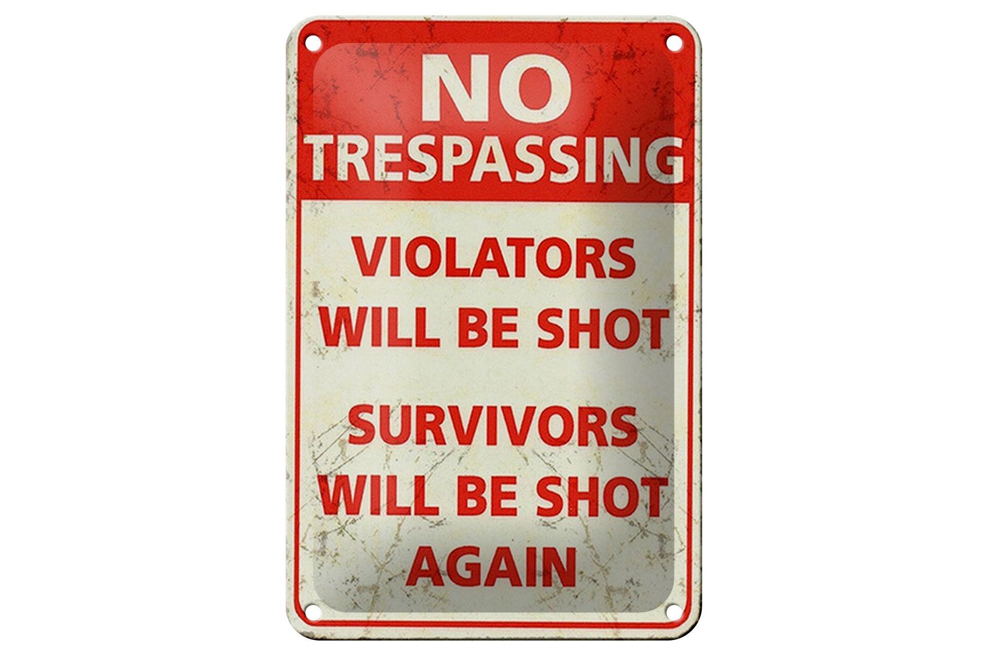 Targa in metallo retrò 12x18 cm Decorazione vietata ai trasgressori