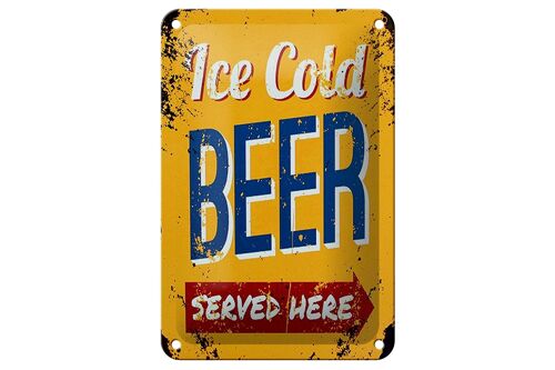 Blechschild Retro 12x18cm Ice Cold Beer served here Bier Dekoration