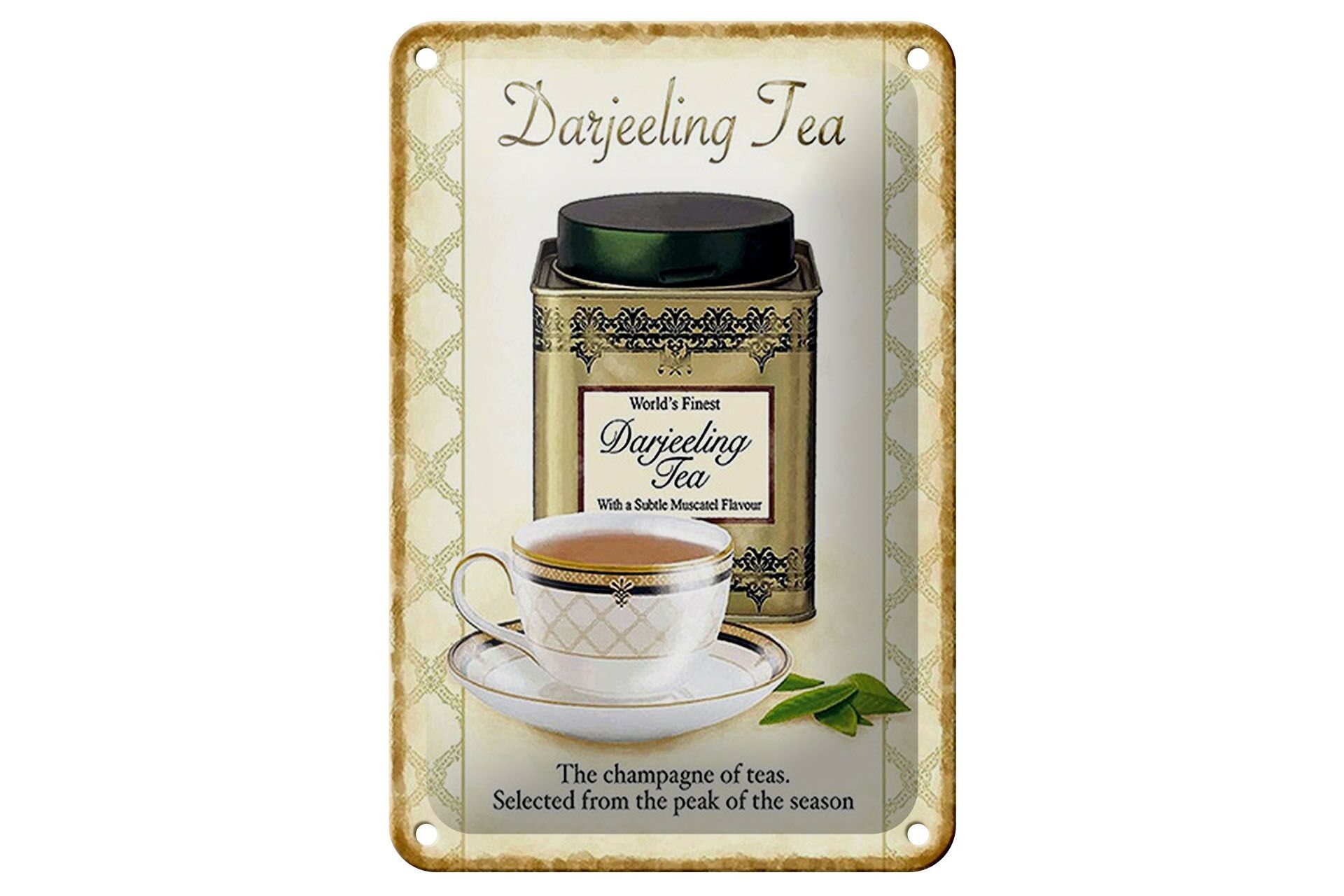 Blechschild Tee 12x18cm Darjeeling Tea champagne of teas Dekoration