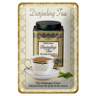 Cartel de chapa té 12x18cm Darjeeling Tea champagne of teas decoración