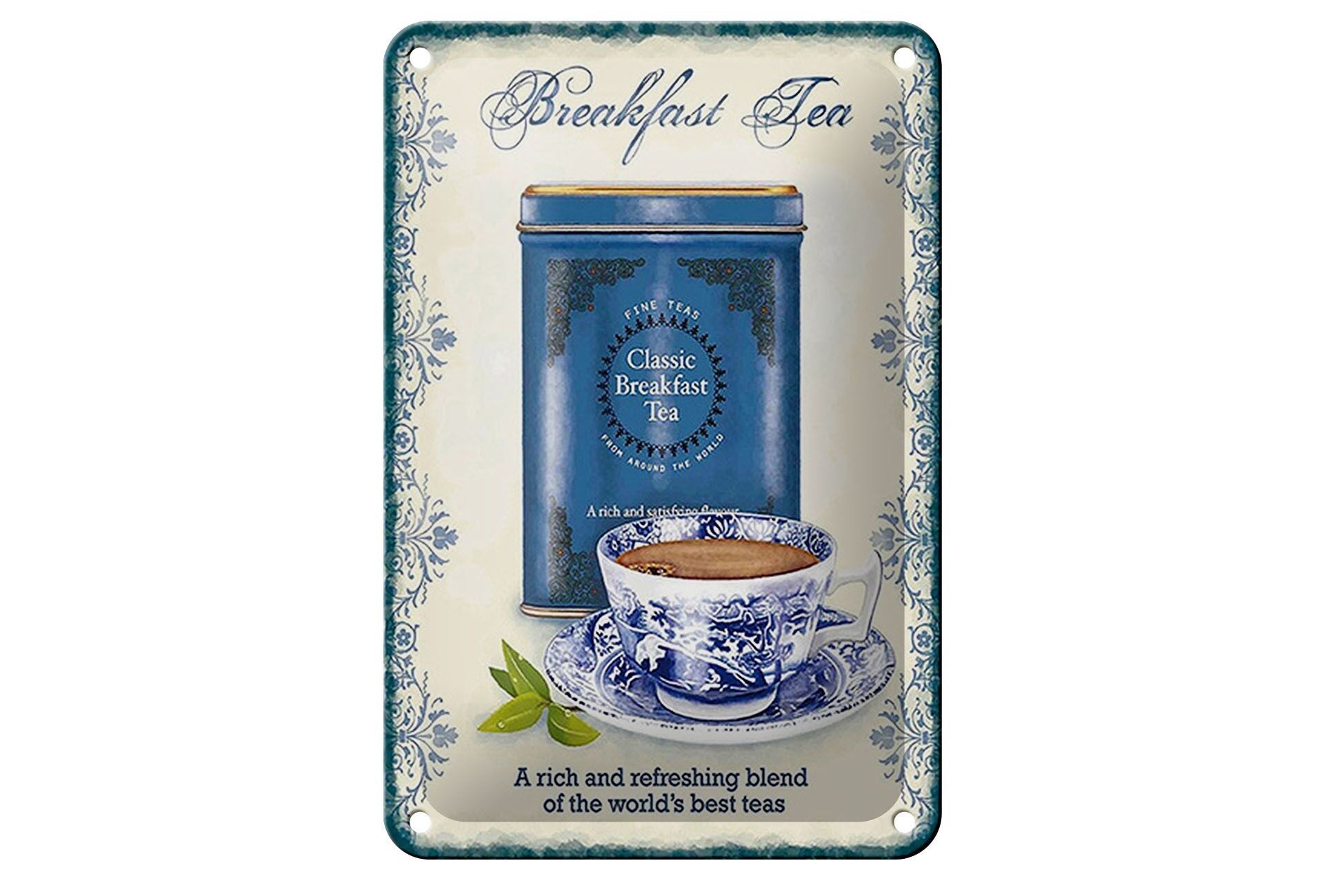 Blechschild Tee 12x18cm Classic Breakfast Tea best teas Dekoration