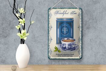 Signe en étain thé 12x18cm, décoration classique pour thé du petit déjeuner, meilleurs thés 4