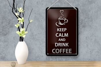Panneau en étain disant 12x18cm, décoration de café, boisson «Keep Calm» 4