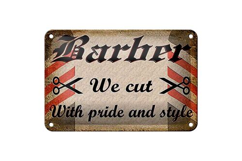 Blechschild Friseur 18x12cm Barber we cut with pride style Dekoration