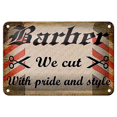 Blechschild Friseur 18x12cm Barber we cut with pride style Dekoration