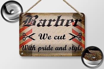 Plaque en étain pour coiffeur, 18x12cm, barbier, nous avons coupé avec une décoration de style fierté 2