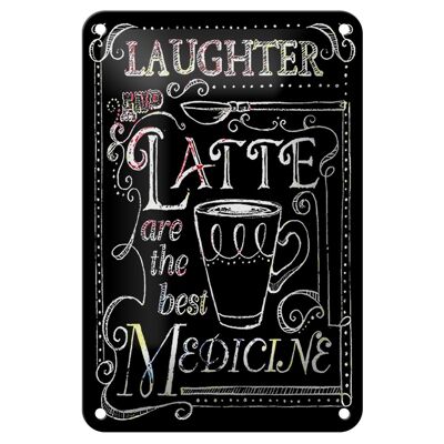 Blechschild Spruch 12x18cm Laughter and Latte are the best Dekoration