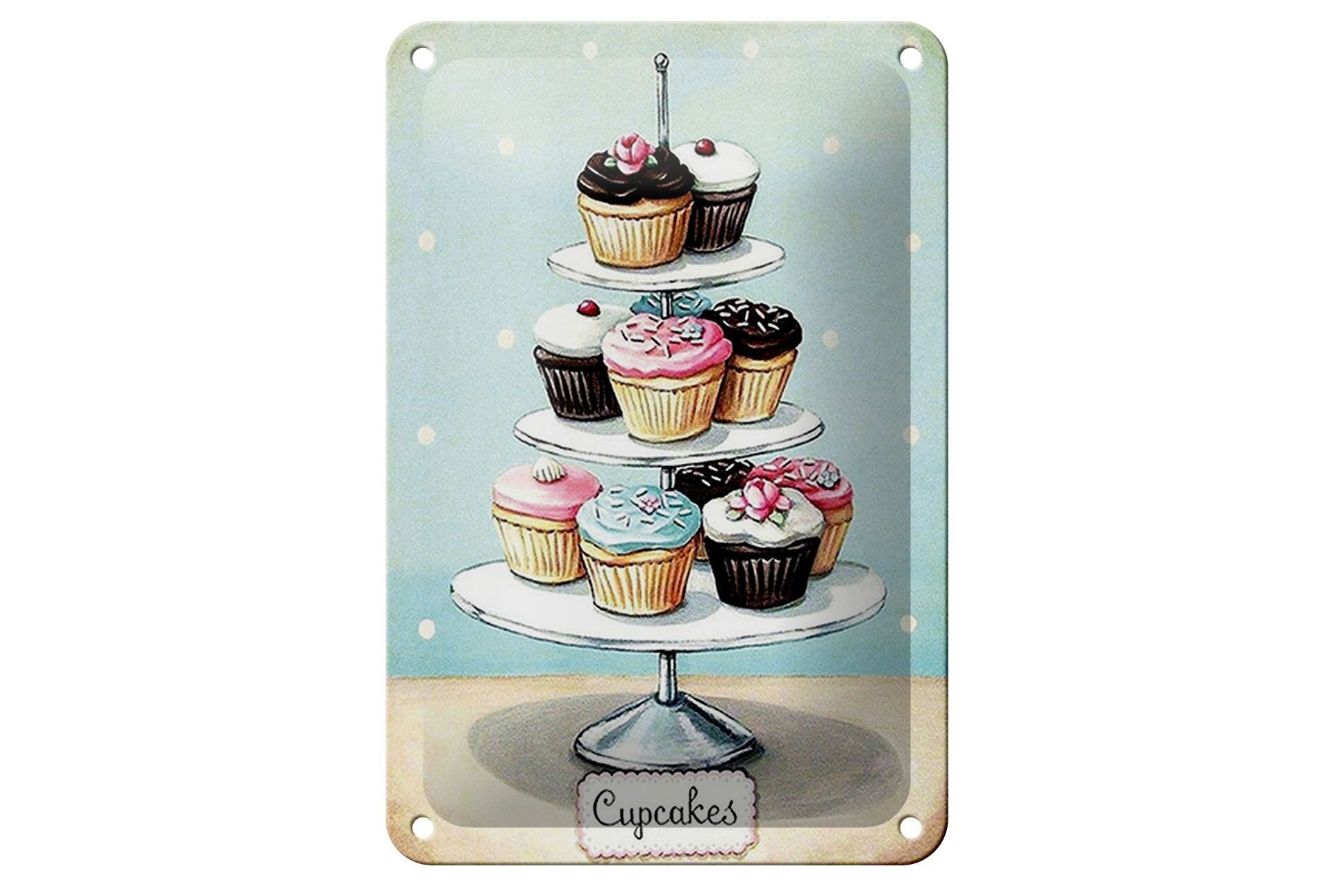 Targa in metallo dolci 12x18 cm cupcakes decorazione piccola torta