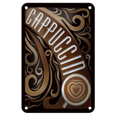 Cartel de chapa que dice decoración de café capuchino 12x18cm