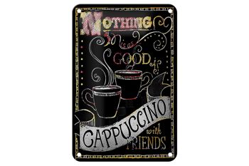 Plaque en tôle disant 12x18cm Cappuccino avec décoration entre amis 1