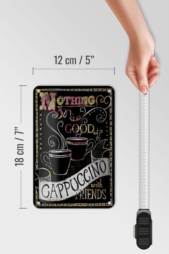 Plaque en tôle disant 12x18cm Cappuccino avec décoration entre amis 5