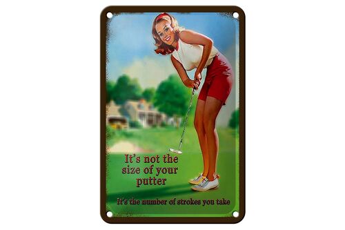 Blechschild Pinup 12x18cm Golf it´s not size of your putter Dekoration
