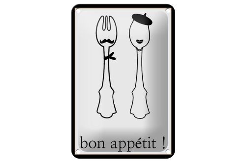 Blechschild Spruch 12x18cm Bon Appetit! Geschenk Dekoration