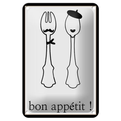 Blechschild Spruch 12x18cm Bon Appetit! Geschenk Dekoration