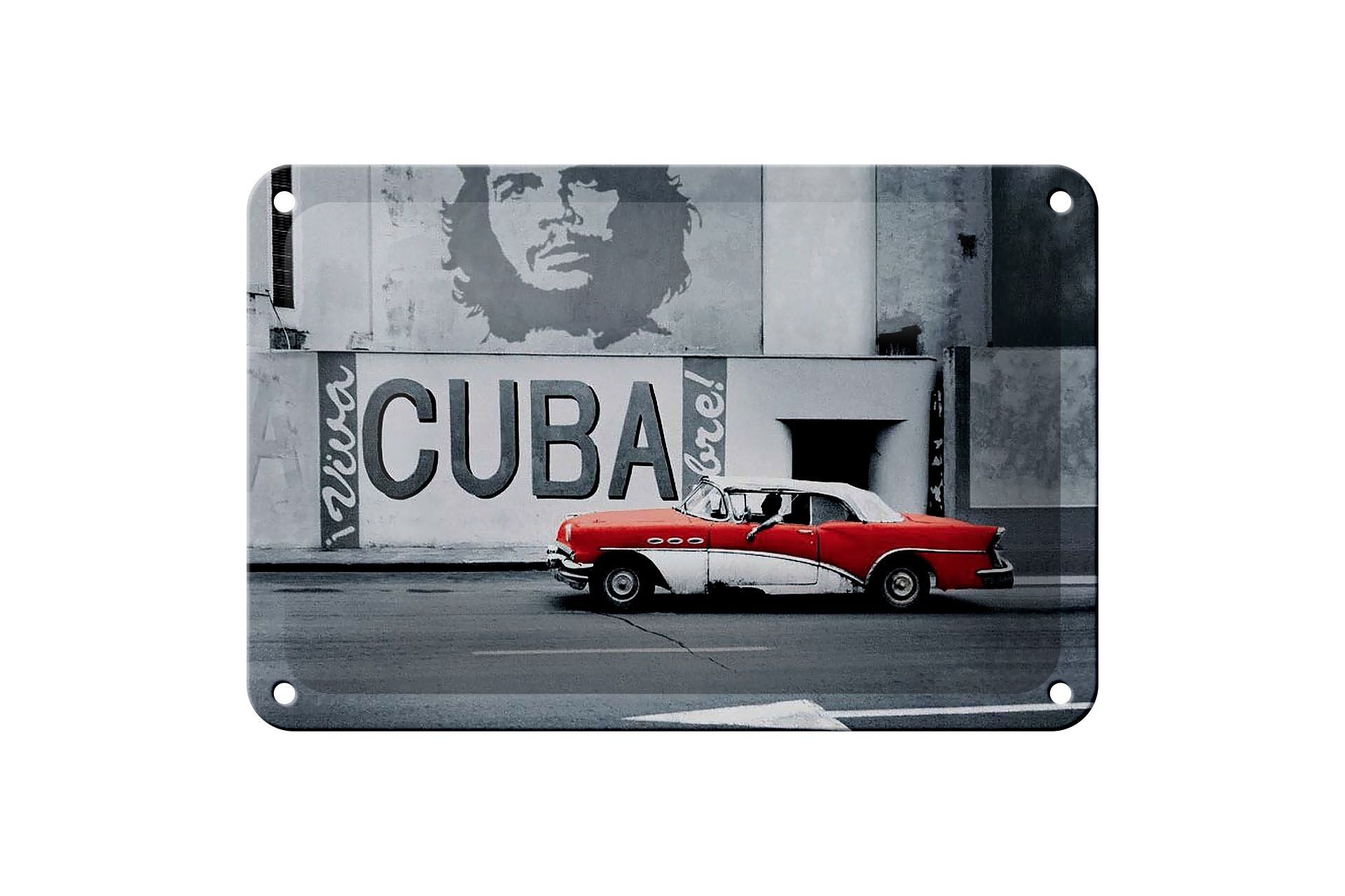Tin sign saying 18x12cm Cuba Guevara car red vintage car decoration