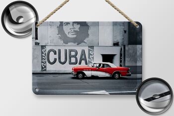 Panneau en étain disant 18x12cm, voiture Cuba Guevara, décoration de voiture vintage rouge 2