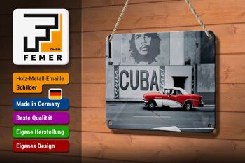 Panneau en étain disant 18x12cm, voiture Cuba Guevara, décoration de voiture vintage rouge 3