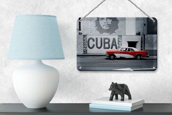 Panneau en étain disant 18x12cm, voiture Cuba Guevara, décoration de voiture vintage rouge 4