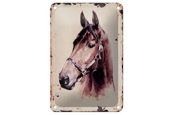 Signe en étain rétro 12x18cm, Portrait tête de cheval, décoration cadeau 1