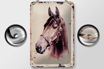 Signe en étain rétro 12x18cm, Portrait tête de cheval, décoration cadeau 2
