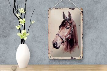 Signe en étain rétro 12x18cm, Portrait tête de cheval, décoration cadeau 4