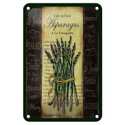 Targa in latta con scritta 12x18 cm Cafe de Paris Asparagi decorazione asparagi