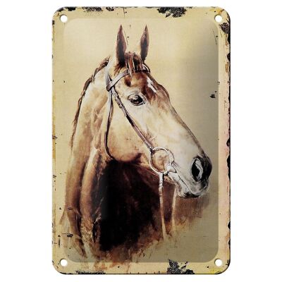 Cartel de chapa Retro, 12x18cm, retrato, decoración de cabeza de caballo