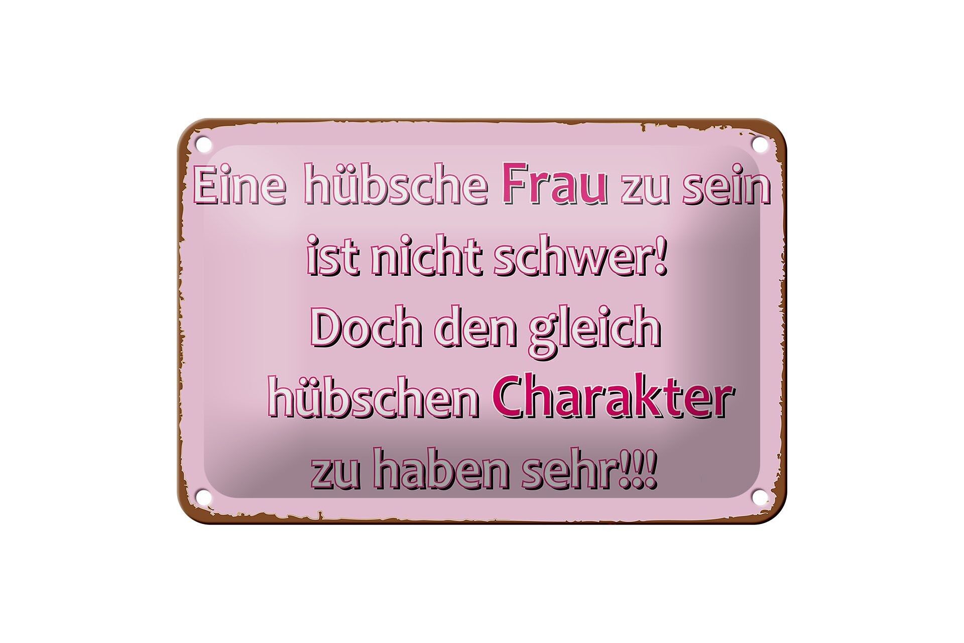 Tin sign saying 12x18cm pretty woman pretty character decoration