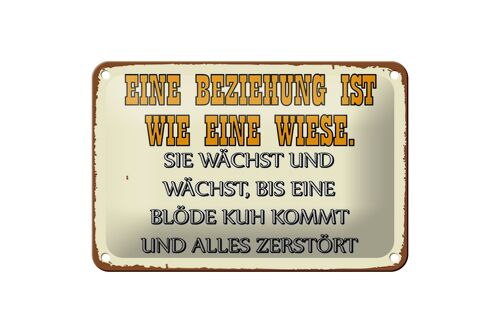 Blechschild Spruch 18x12cm Eine Beziehung wie eine Wiese Dekoration